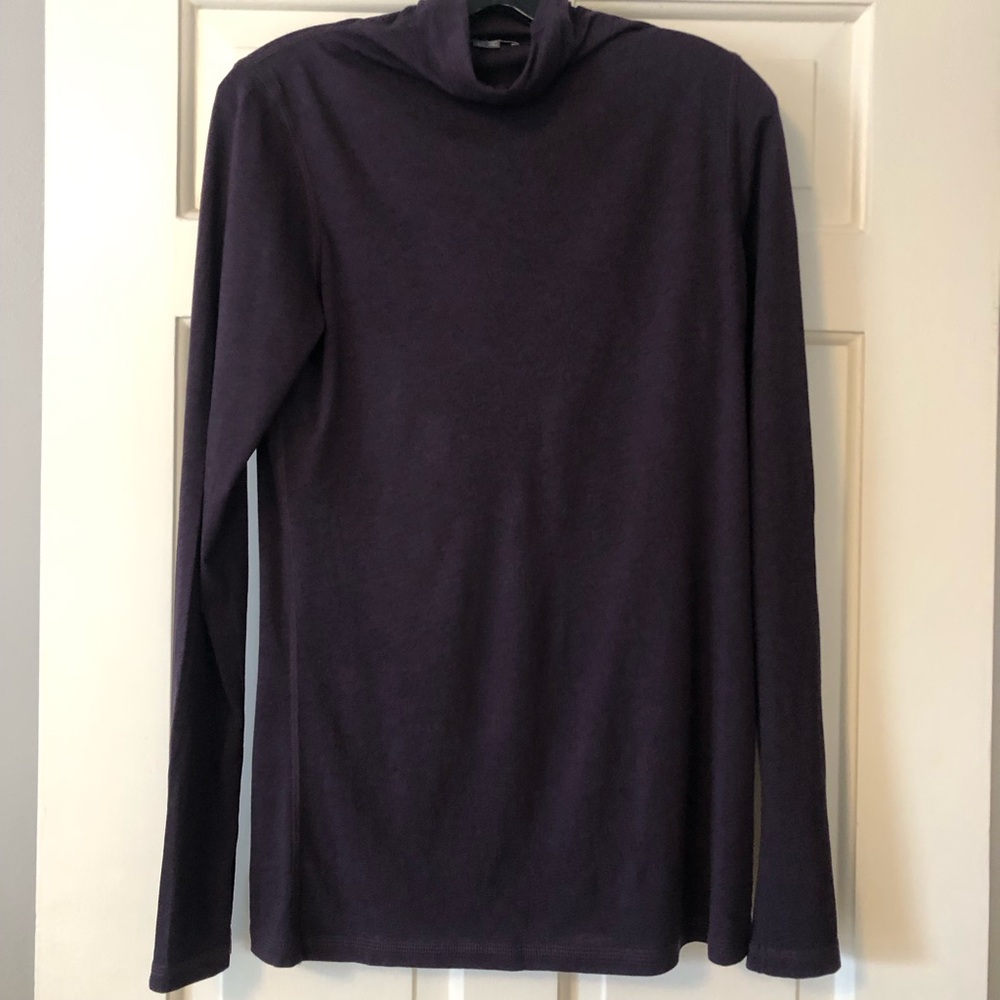 Vince Essential Long Sleeve Lightweight Turtleneck Burgundy Heather L